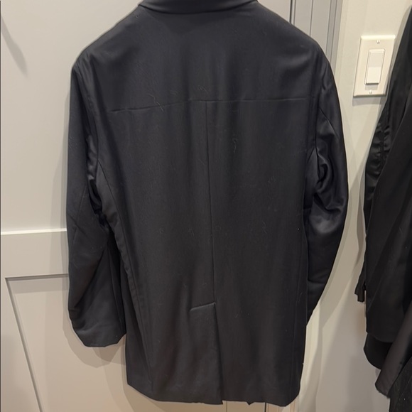 Navy Double Breasted Trench Coat with Wide Lapels and Tailored Fit - Picture 3 of 6